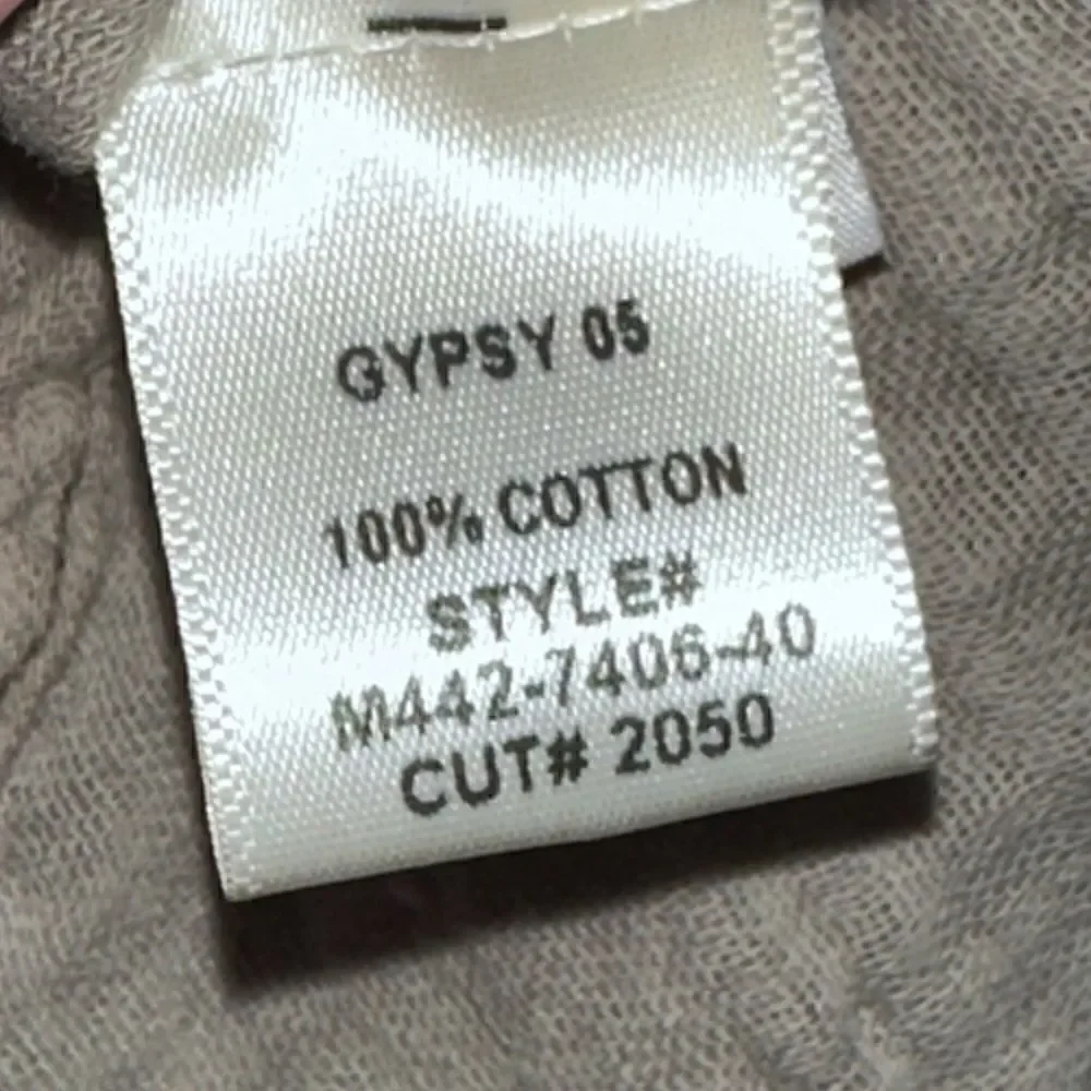 NWTs Gypsy 05 Cotton Quarter Button Long Sleeve Crepe Top Size XL